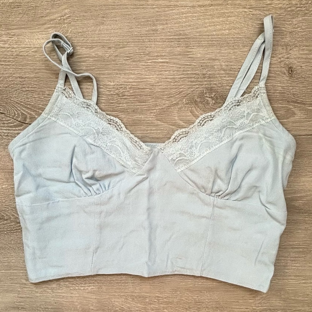 Light Blue Lace Trim Camisole